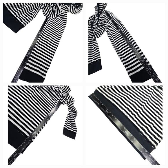Avirex Womens XL Black White Striped Hooded Sweater Shirt Oversized Comfy Soft - Picture 8 of 8
